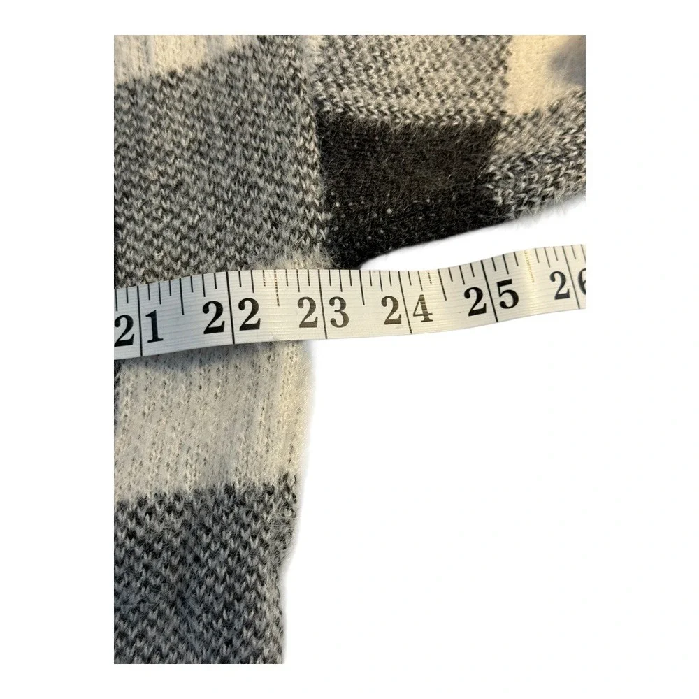 CHELSEA & THEODORE Buffalo‎ Plaid Crewneck Sweater Black White Cozy Knit XL